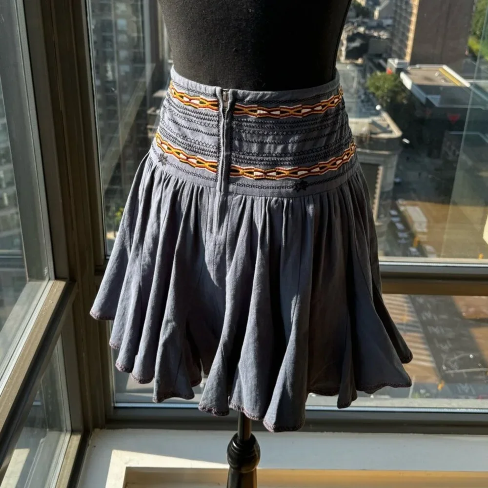 🆕 ISABEL MARANT ETOILE 🧿 NWOT Breeda Cotton Embroidered Mini Skirt -SZ 38 - Picture 7 of 16